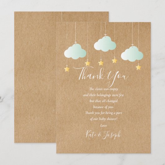 Rustieke Twinkle Twinkle Baby shower Dank u gedich Bedankkaart (Voorkant / Achterkant)