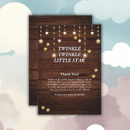 Rustieke Twinkle Twinkle Little Star Baby shower Bedankkaart