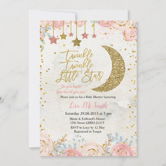 Rustieke Twinkle Twinkle Little Star Baby shower Kaart (Voorkant)