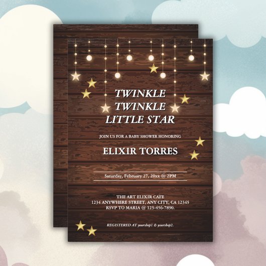 Rustieke Twinkle Twinkle Little Star Baby Shower Kaart