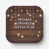 Rustieke Twinkle Twinkle Little Star Baby shower Papieren Bordje (Voorkant)