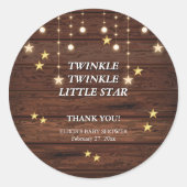 Rustieke Twinkle Twinkle Little Star Baby shower Ronde Sticker (Voorkant)