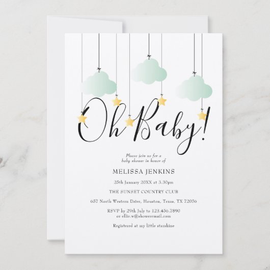 Rustieke Twinkle Twinkle Oh Baby Baby Shower Kaart (Voorkant)