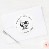 Rustieke Typewriter Familie Boerderij Kip Ronde Sticker (Envelop)