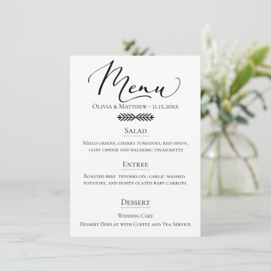 Rustieke Typografie Bruiloft Menu (Staand voorkant)
