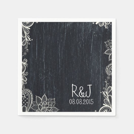 rustieke  typografie Chalkboard bruiloft Servet (Voorkant)