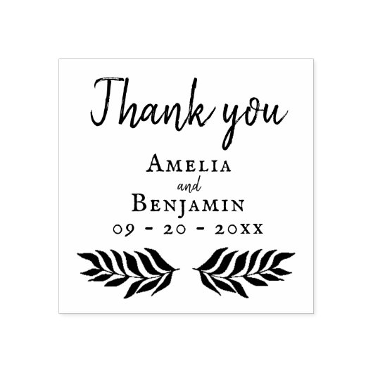 Rustieke Typografie Custom Wedding Dank u Rubberstempel (Afrduk)