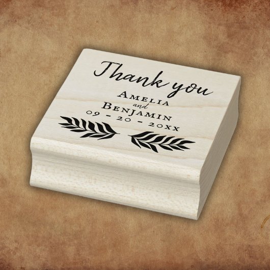 Rustieke Typografie Custom Wedding Dank u Rubberstempel