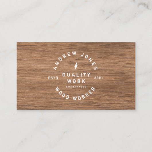 Rustieke  typografie dark wood modern minimal visitekaartje (Voorkant)