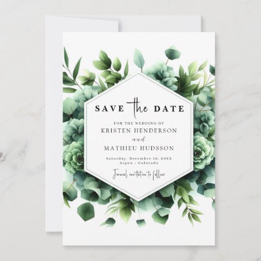 Rustieke Typografie Eucalyptus Digital Wedding Save The Date (Voorkant)