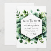 Rustieke Typografie Eucalyptus Digital Wedding Save The Date (Voorkant / Achterkant)