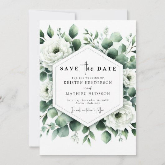 Rustieke Typografie Eucalyptus Digital Wedding Save The Date (Voorkant)