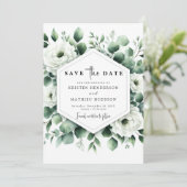 Rustieke Typografie Eucalyptus Digital Wedding Save The Date (Staand voorkant)