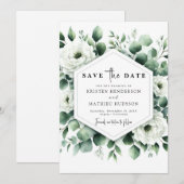 Rustieke Typografie Eucalyptus Digital Wedding Save The Date (Voorkant / Achterkant)
