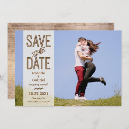 Rustieke  Typografie Foto Save the Date Kaart