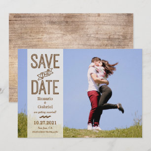 Rustieke Typografie Foto Save the Date Kaart