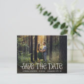 Rustieke Typografie Fotobruiloft Save the Date Aankondigingskaart (Staand voorkant)