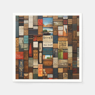 Rustieke typografie kunstcollage van boeken en bor servet