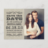 Rustieke Typografie Trouwfoto Save the Date Aankondigingskaart (Voorkant)
