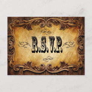 Rustieke Typografie westerne Country Wedding RSVP Uitnodiging Briefkaart