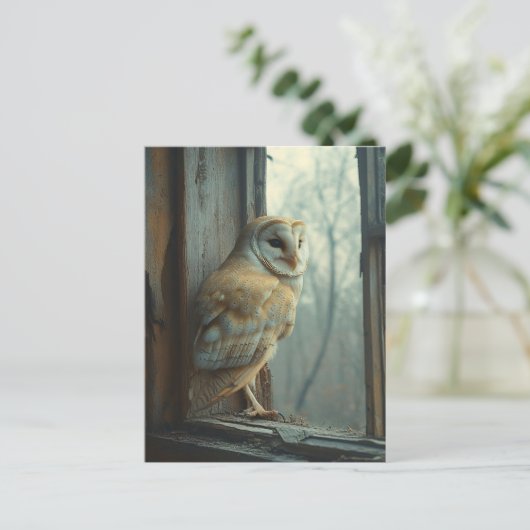 Rustieke uil in het raam Art Briefkaart (Staand voorkant)