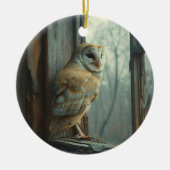 Rustieke uil in het raam Art Keramisch Ornament (Voorkant)