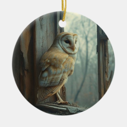 Rustieke uil in het raam Art Keramisch Ornament (Voorkant)