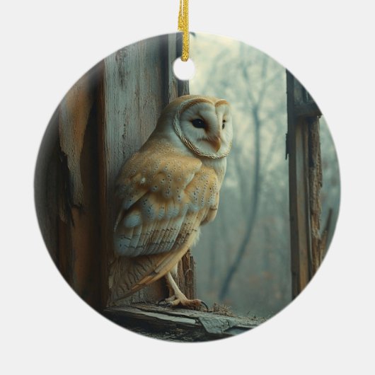 Rustieke uil in het raam Art Keramisch Ornament (Achterkant)