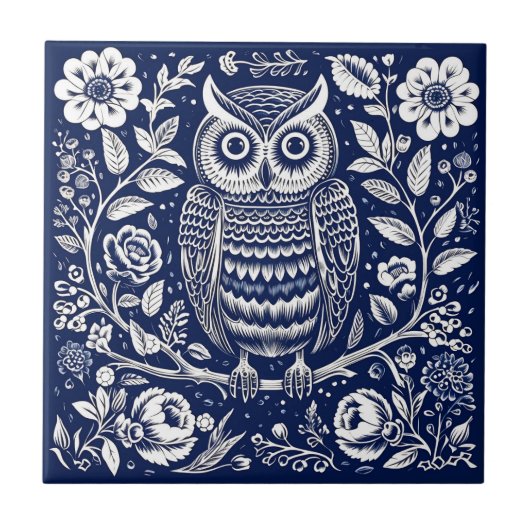 Rustieke Uil Keramisch Tegeltje (Voorkant)
