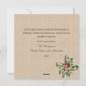 Rustieke Uil Woodland Burlap Feestdagenkaart (Achterkant)