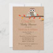 Rustieke Uilen Baby shower Invitation Kaart (Voorkant)