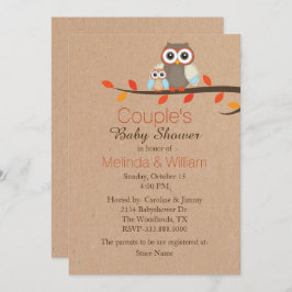 Rustieke Uilen Baby shower Invitation Kaart