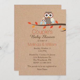 Rustieke Uilen Baby shower Invitation Kaart