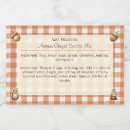 Rustieke Uilen Eikels Herfst Ginger Cooke Mix Voedselcontainer Etiket