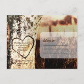 Rustieke Uitgesneden Boom & Slingerlichten Save Th Aankondigingskaart (Achterkant)