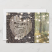 Rustieke Uitgesneden Hart Boom Bruiloft Feest Kaart (Voorkant)