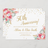 Rustieke uitnodiging 50ste huwelijksjubileum bloem (Voorkant / Achterkant)