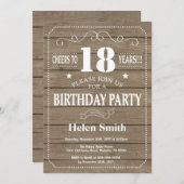 Rustieke uitnodiging voor 18e verjaardag (Voorkant / Achterkant)