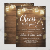 Rustieke uitnodiging voor 25-jarig huwelijksjubile (Voorkant / Achterkant)