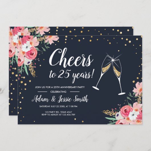Rustieke uitnodiging voor 25-jarig huwelijksjubile (Voorkant / Achterkant)