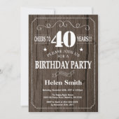 Rustieke uitnodiging voor 40e verjaardag (Voorkant)