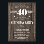 Rustieke uitnodiging voor 40e verjaardag<br><div class="desc">Een rustieke 40e verjaardag uitnodiging. Witte typografie. Rustieke houten achtergrond. Verjaardag voor volwassenen. Verjaardag van Mannen of vrouwen. Kinder jongen of meisje dame tiener Bday Nodig uit. 13e 15e 16e 18e 20e 21e 30e 40e 50e 60e 70e 80e 90e 100e. Elke leeftijd. Voor verdere aanpassing klikt u op de knop...</div>