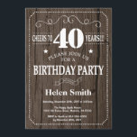 Rustieke uitnodiging voor 40e verjaardag<br><div class="desc">Een rustieke 40e verjaardag uitnodiging. Witte typografie. Rustieke houten achtergrond. Verjaardag voor volwassenen. Verjaardag van Mannen of vrouwen. Kinder jongen of meisje dame tiener Bday Nodig uit. 13e 15e 16e 18e 20e 21e 30e 40e 50e 60e 70e 80e 90e 100e. Elke leeftijd. Voor verdere aanpassing klikt u op de knop...</div>
