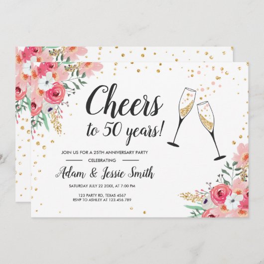 Rustieke uitnodiging voor 50-jarig huwelijksjubile (Voorkant / Achterkant)