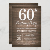 Rustieke uitnodiging voor 60ste verjaardag (Voorkant / Achterkant)