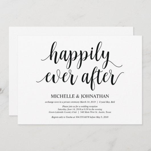 Rustieke uitnodiging voor bruiloftsfeest (Voorkant / Achterkant)