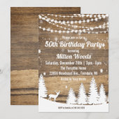 Rustieke Uitnodiging voor winterverjaardagsfeestje (Voorkant / Achterkant)