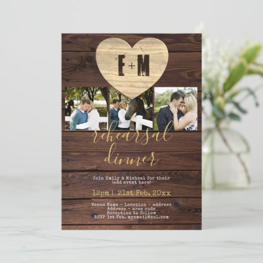 Rustieke uitnodigingen voor proefhuwelijksdiner me (Staand voorkant)