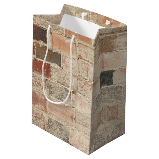 Rustieke unieke  oude baksteen natuurlijke textuur medium cadeauzakje (Achterkant Gekanteld)