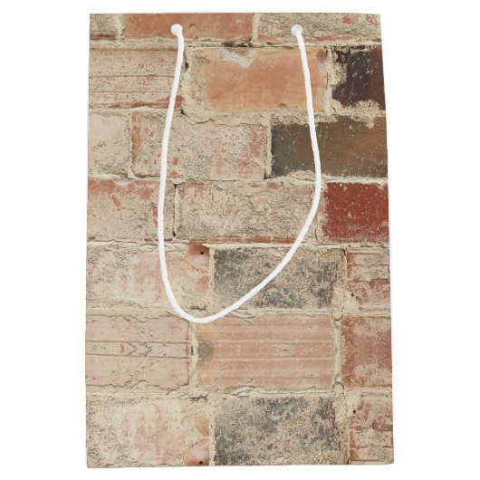 Rustieke unieke  oude baksteen natuurlijke textuur medium cadeauzakje (Voorkant)